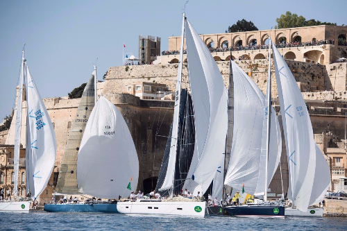 Majestic sails in the Valletta Grand Harbour - 2014 Rolex Middle Sea Race start